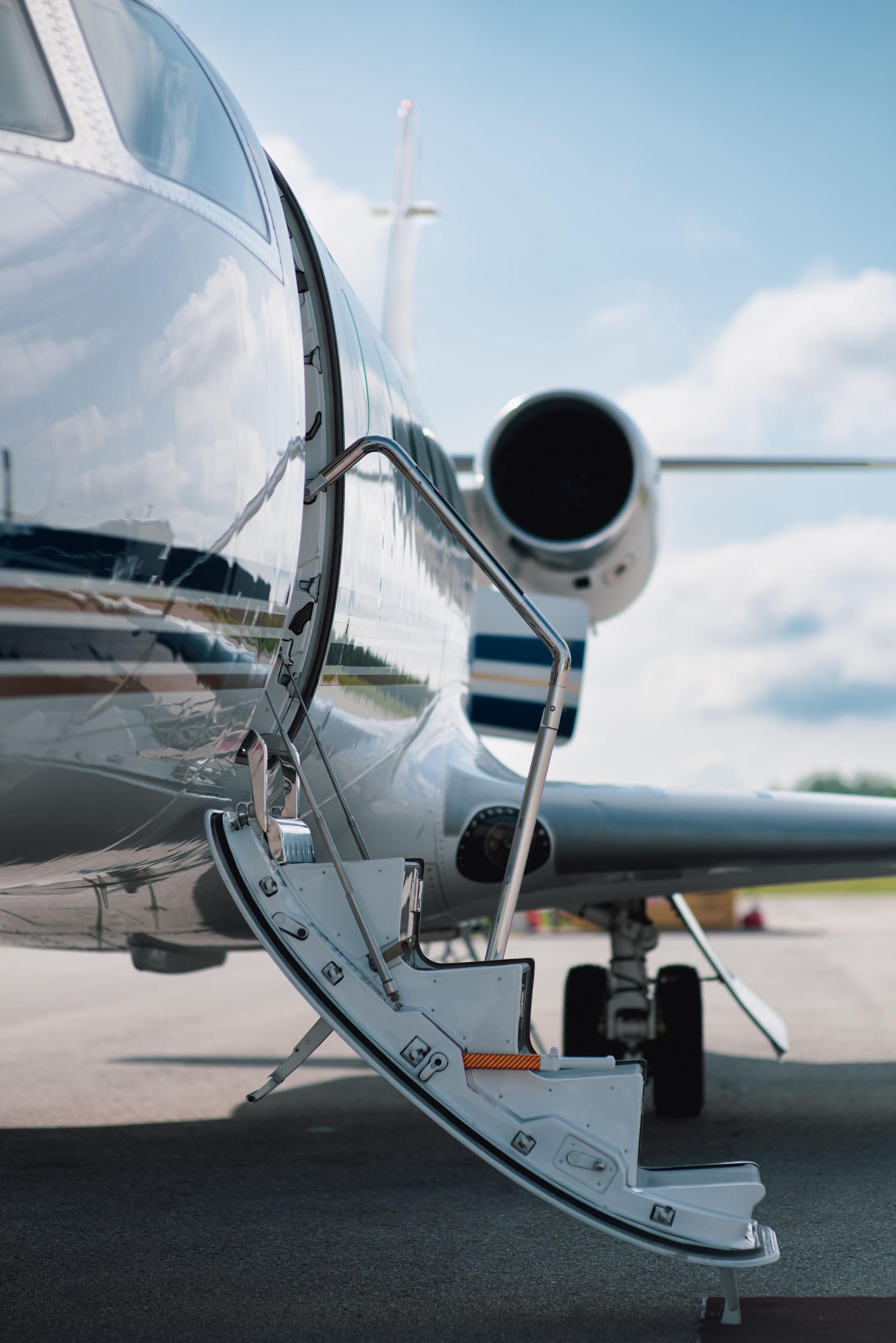 Lowered Boarding Stairs on a Small Private Jet